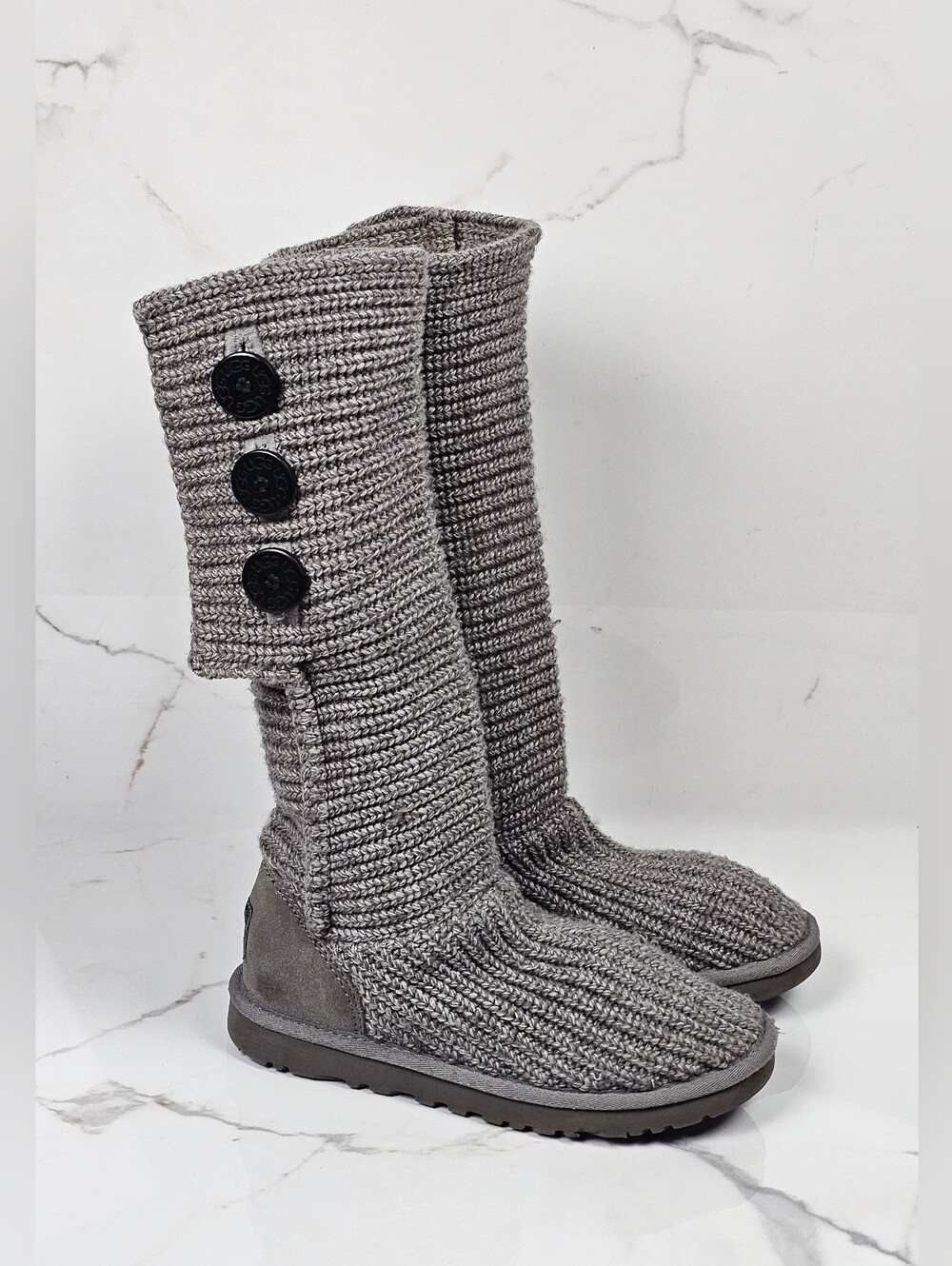 UGG Australia Cardy Tall Knit Convertible Boots Grey (Fits ~Women's US 8.5) READ